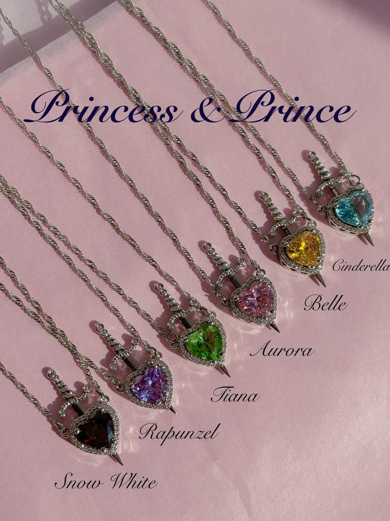 Matching Heart and Sword Necklace Set